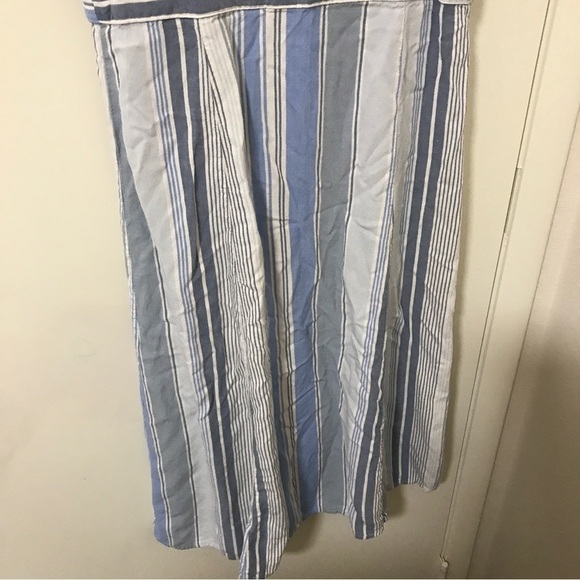 A.n.a. Linen blend blue stripe ruffle sleeve midi dress - Picture 8 of 9